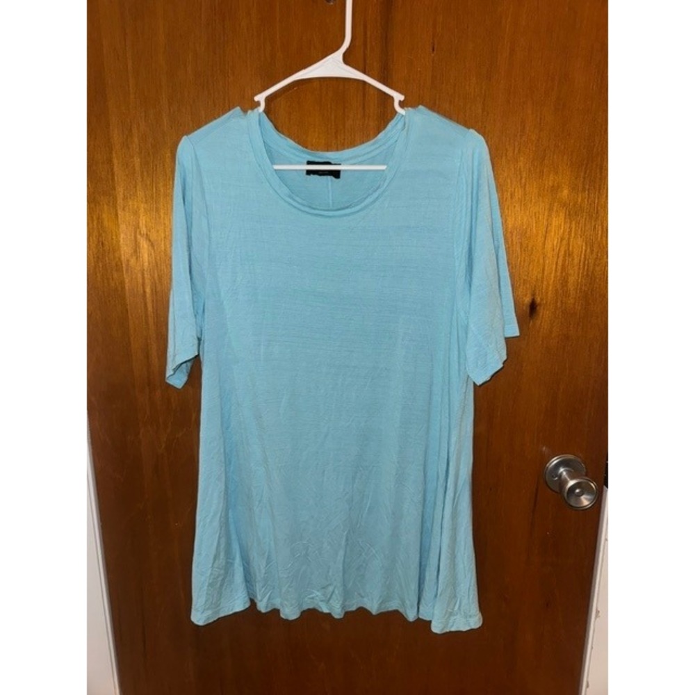 Lane Bryant Womens Aqua Blue Slub Knit Scoop Neck Tunic Top Plus Size 18/20